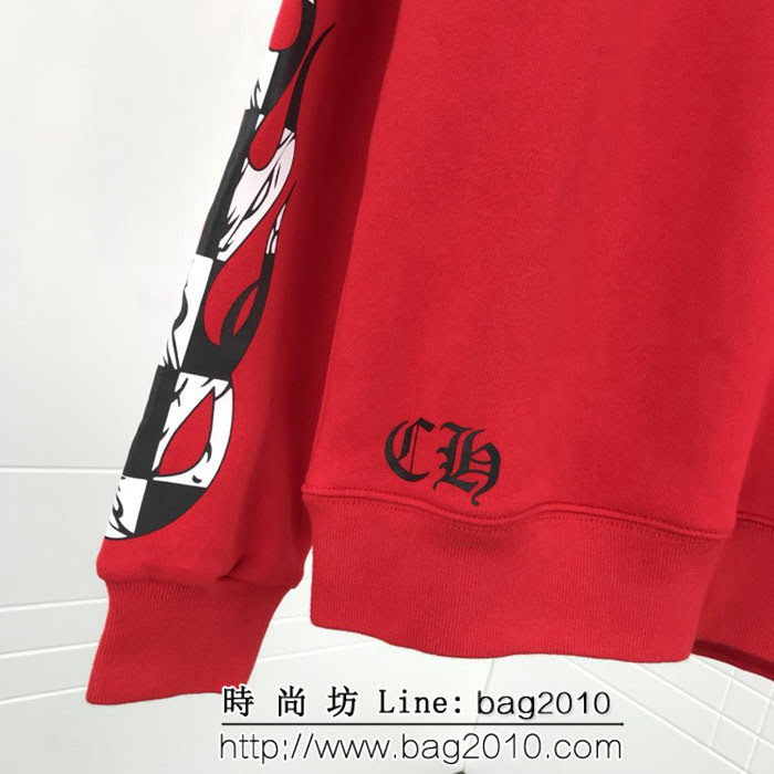 Chrome hearts 克羅心 18ss秋冬新款 梵文印花圖案 加絨加厚圓領套頭衛衣 情侶款 ydi1302